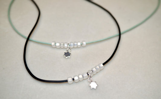 Sterling Silver Magen David Cord Necklace