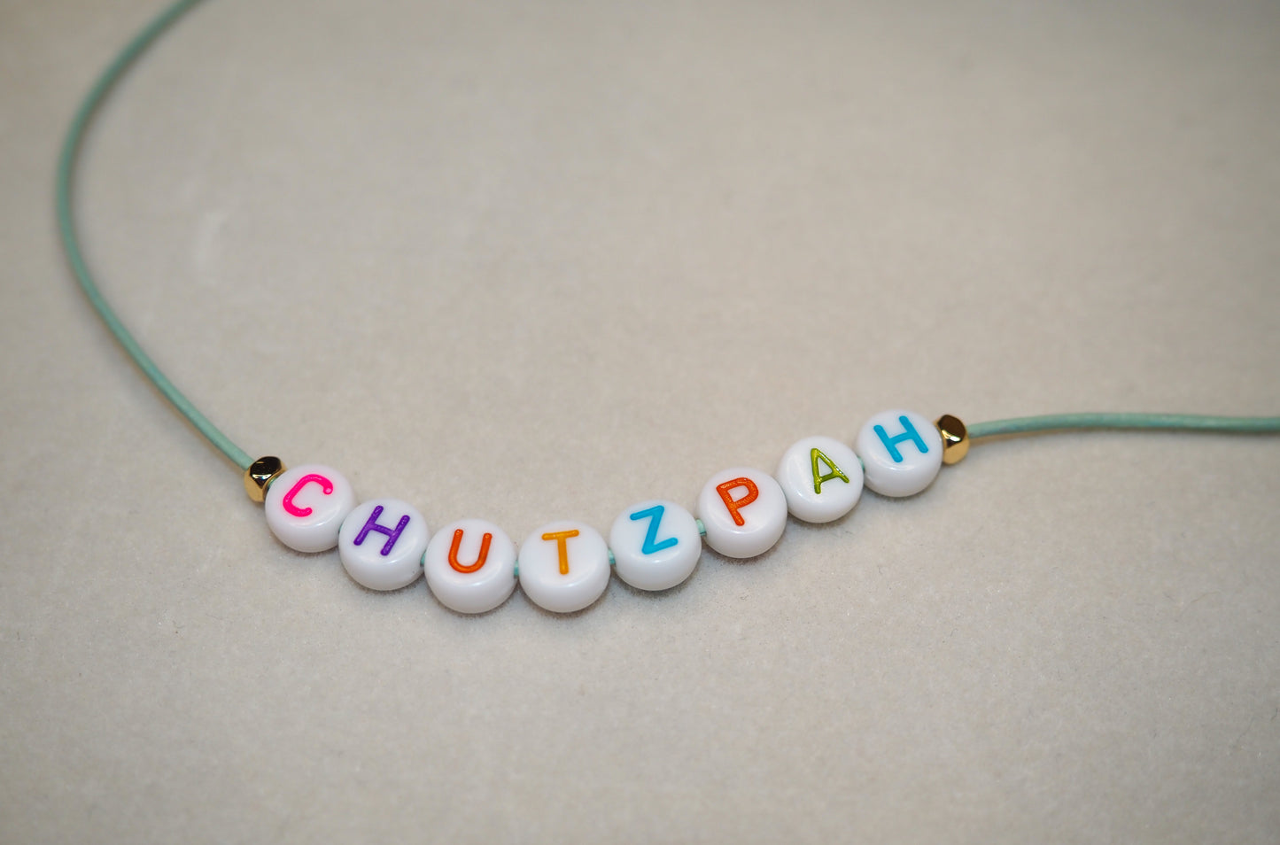 Chutzpah Necklace- Aqua Leather Cord